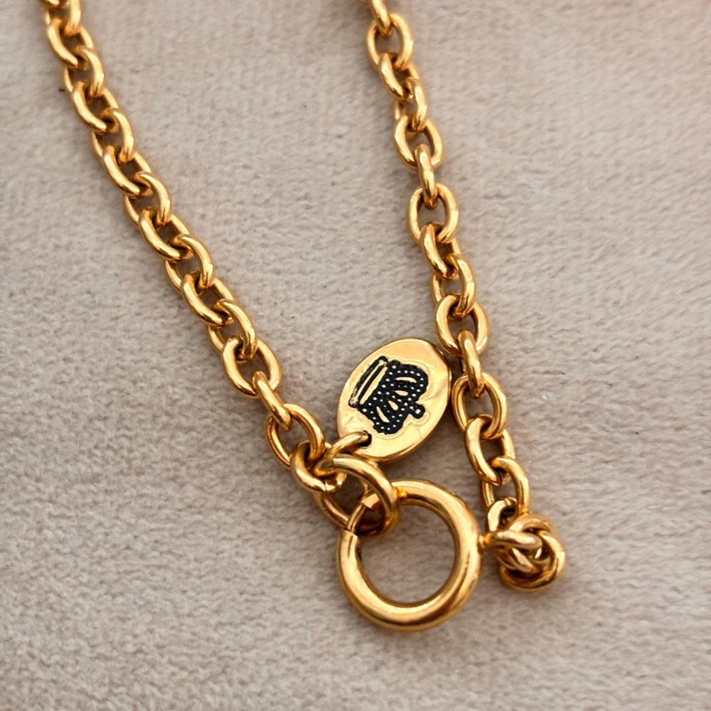 Juicy Couture Vintage Gold and Silver Rhinestone Heart Long Chain Necklace - Picture 3 of 6